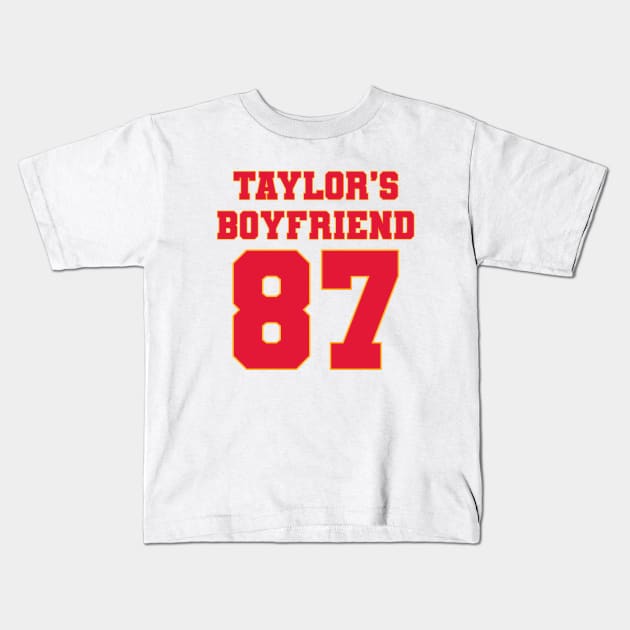 Taylor's Boyfriend Travis Kelce 87 Kids T-Shirt by GraciafyShine